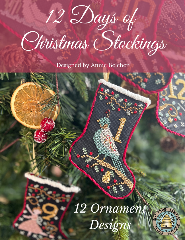 12 Days of Christmas Stockings - Annie Beez Folk Art - Cross Stitch Book [Nashville 2024 Exclusive]