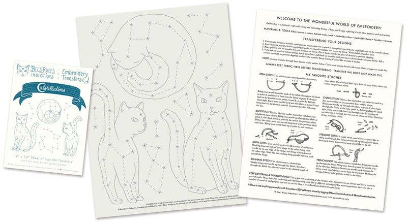 Expressive Cats Embroidery Transfer - Bee's Knees Industries