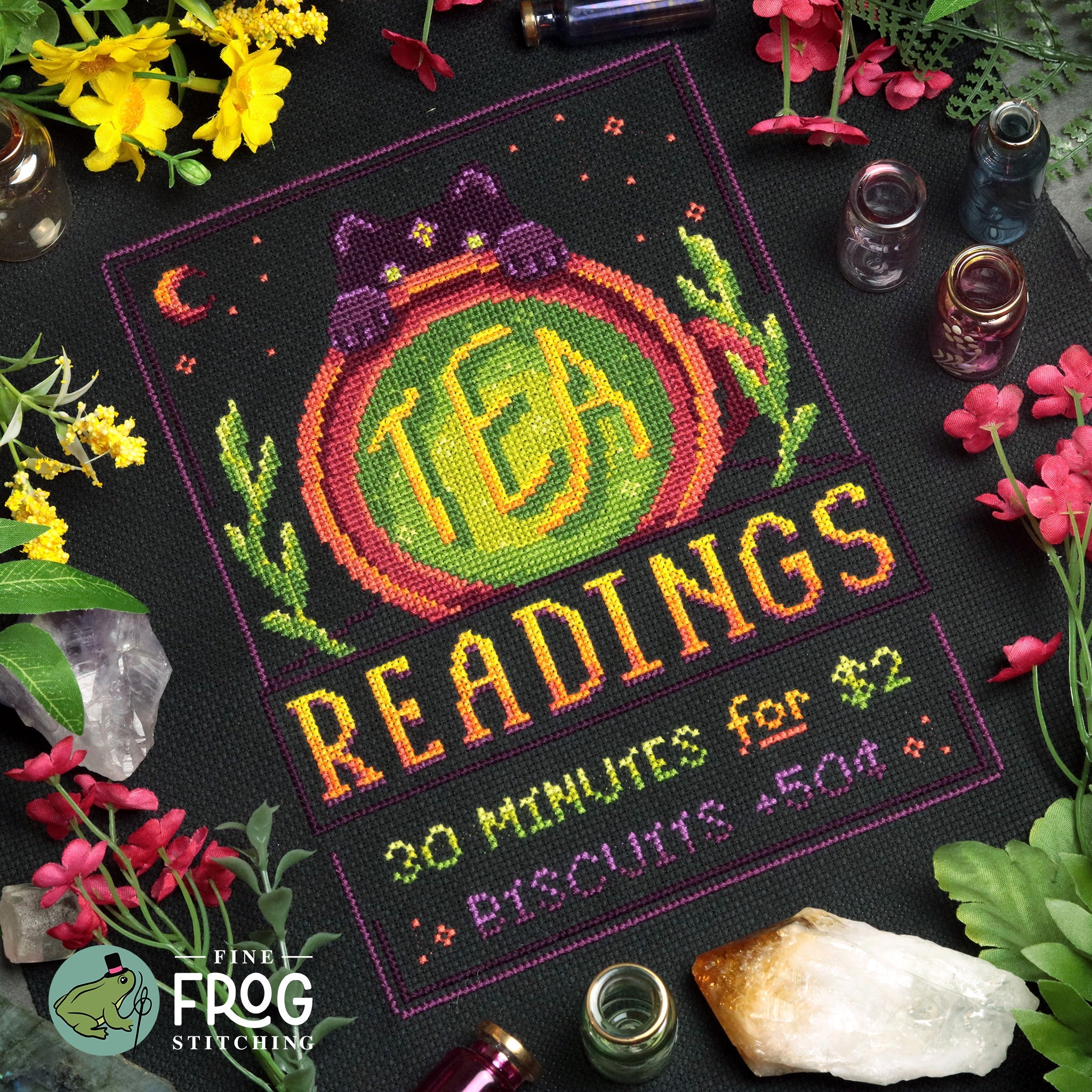 Two Dollar Tea Readings - Fine Frog Stitching - Cross Stitch Pattern [Needlework Marketplace 2024]
