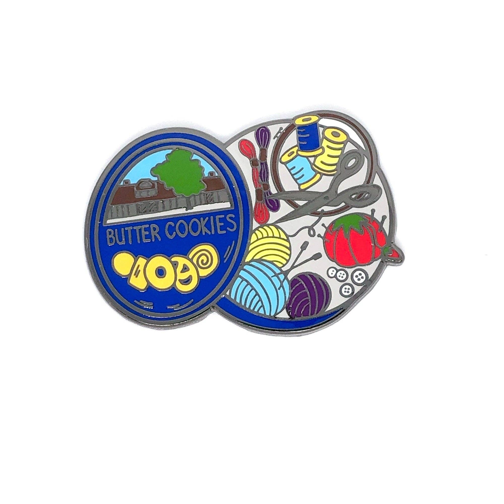 Cookie Tin Full of Sewing Notions Needle Minder - Snarky Crafter Designs