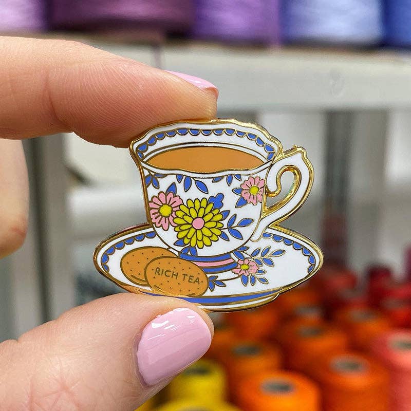 Teacup Needle Minder - Caterpillar Cross Stitch - Notions