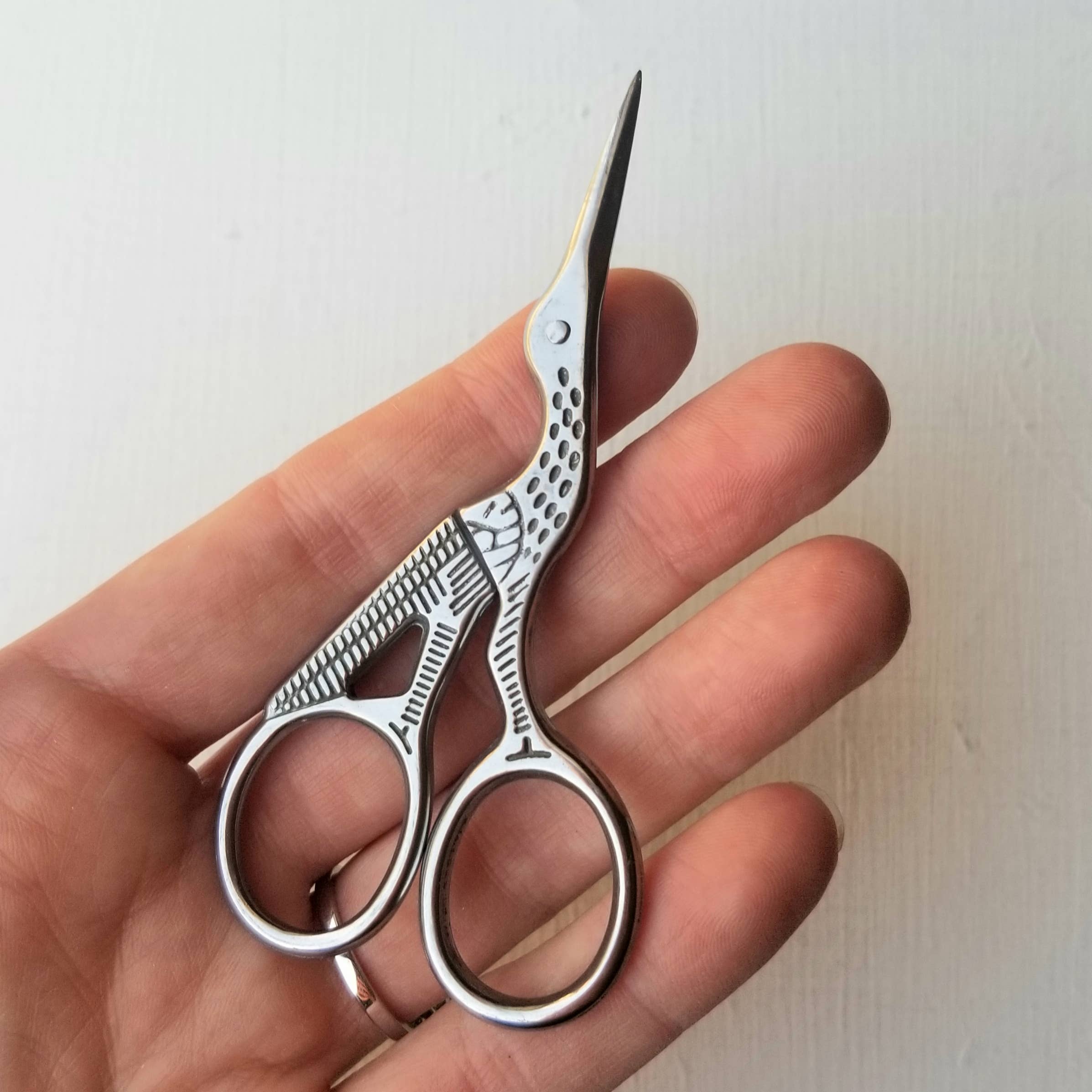 Stork Embroidery Scissors - Jessica Long Embroidery - The Stitch Box Vault