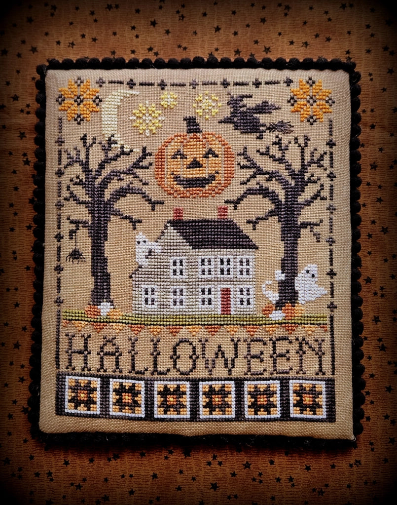 Halloween Saltbox - Waxing Moon Designs - Cross Stitch Pattern