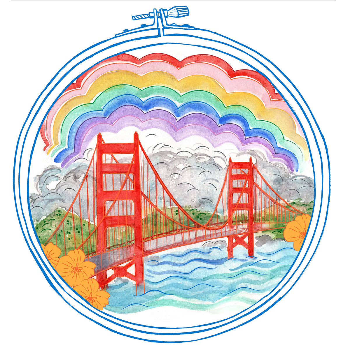Meet Me in San Francisco Golden Gate Bridge Embroidery Kit