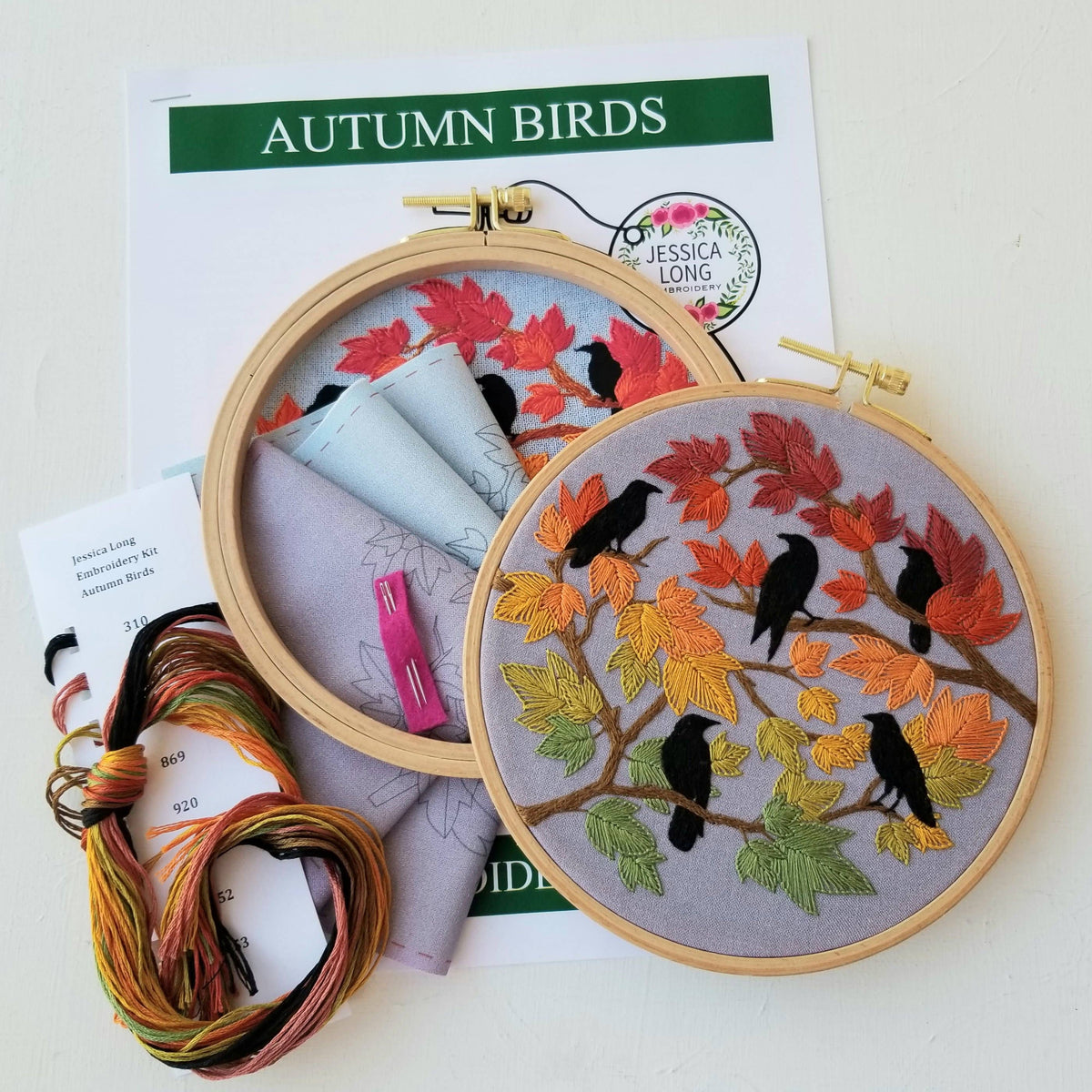 Autumn Birds Embroidery Kit - Jessica Long Embroidery