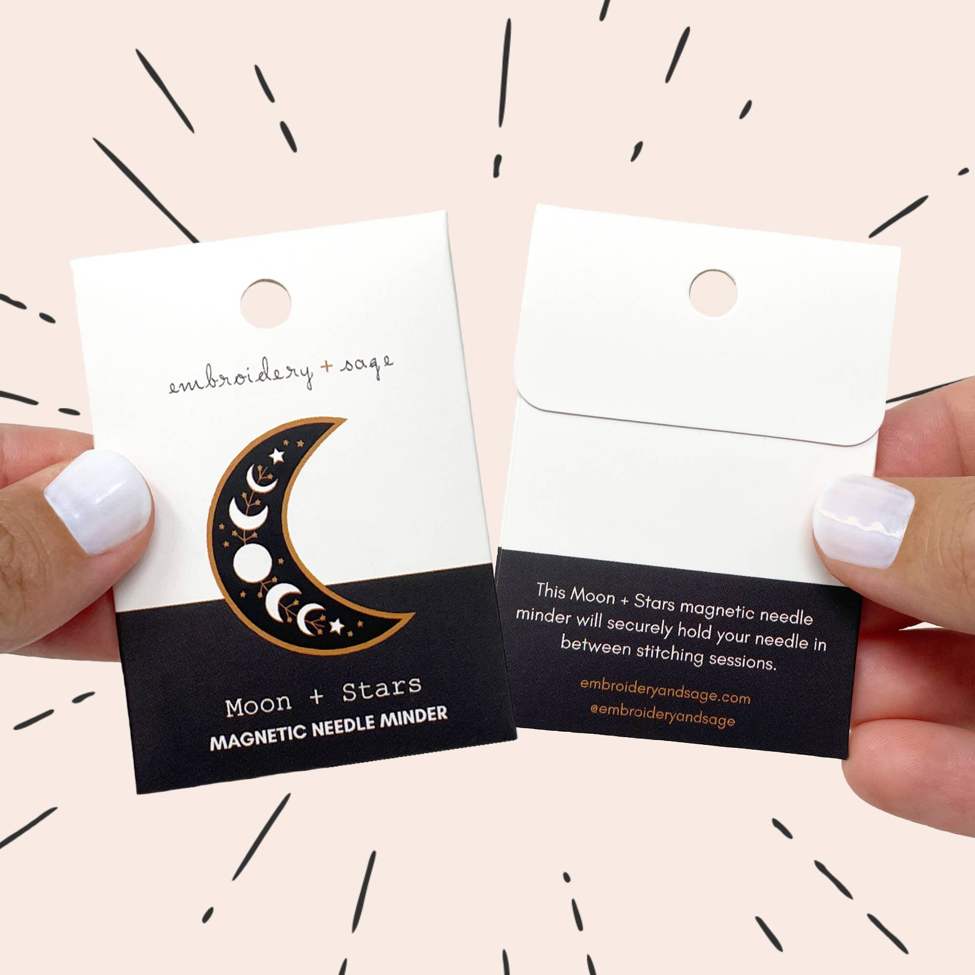 Moon and Stars Magnetic Needle Minder - The Stitch Box Vault - Cross Stitch Notions