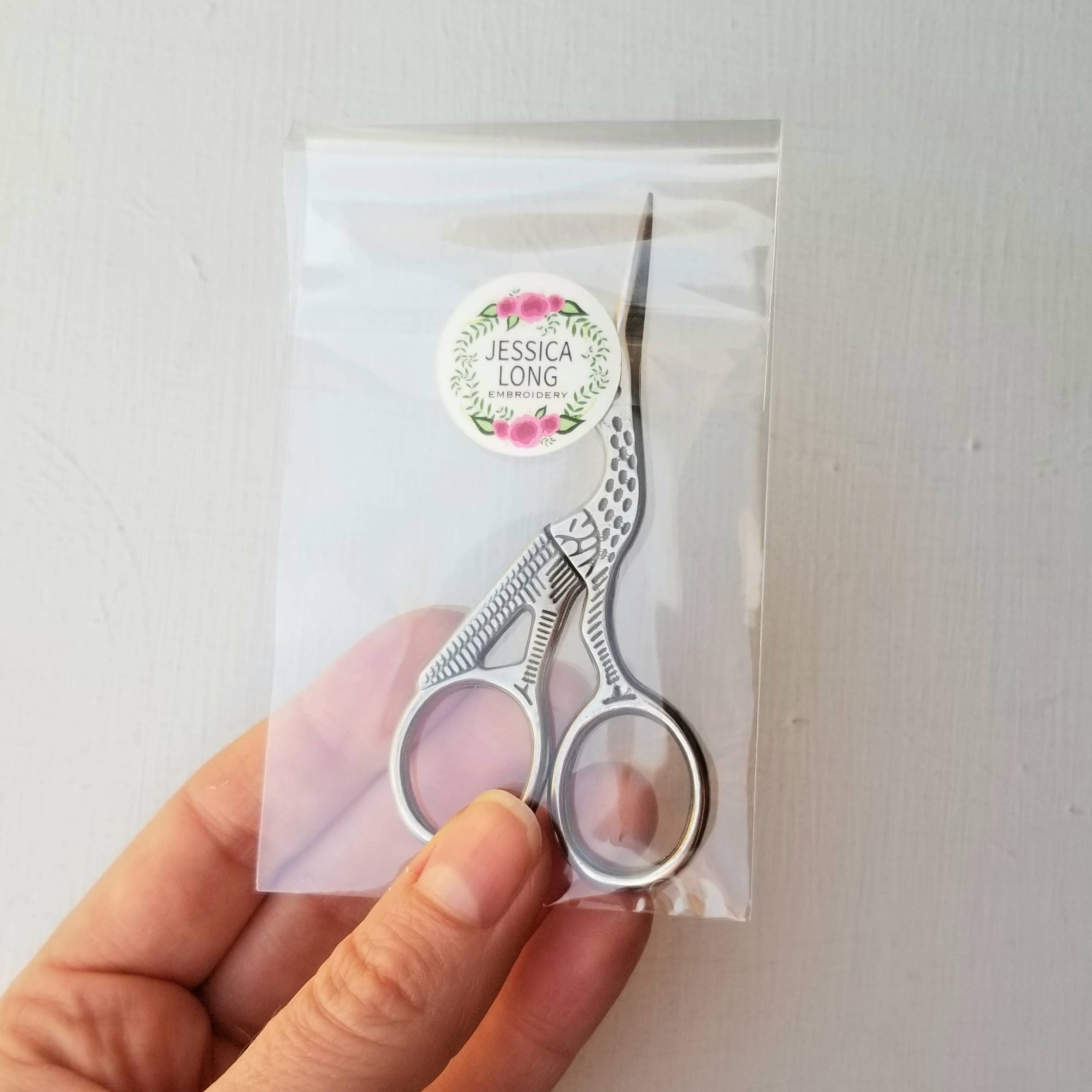 Stork Embroidery Scissors - Jessica Long Embroidery - The Stitch Box Vault