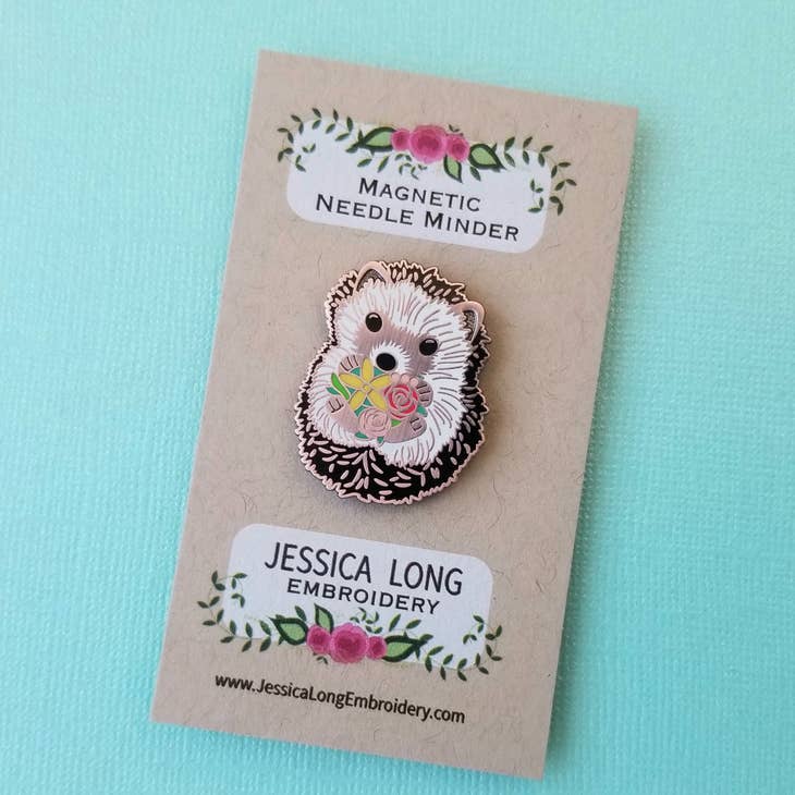 Hedgehog Enamel Needle Minder - Jessica Long Embroidery