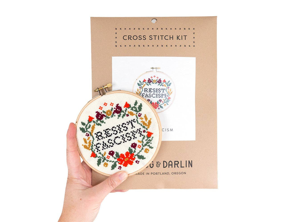 Resist Fascism Cross Stitch Kit - Junebug & Darlin
