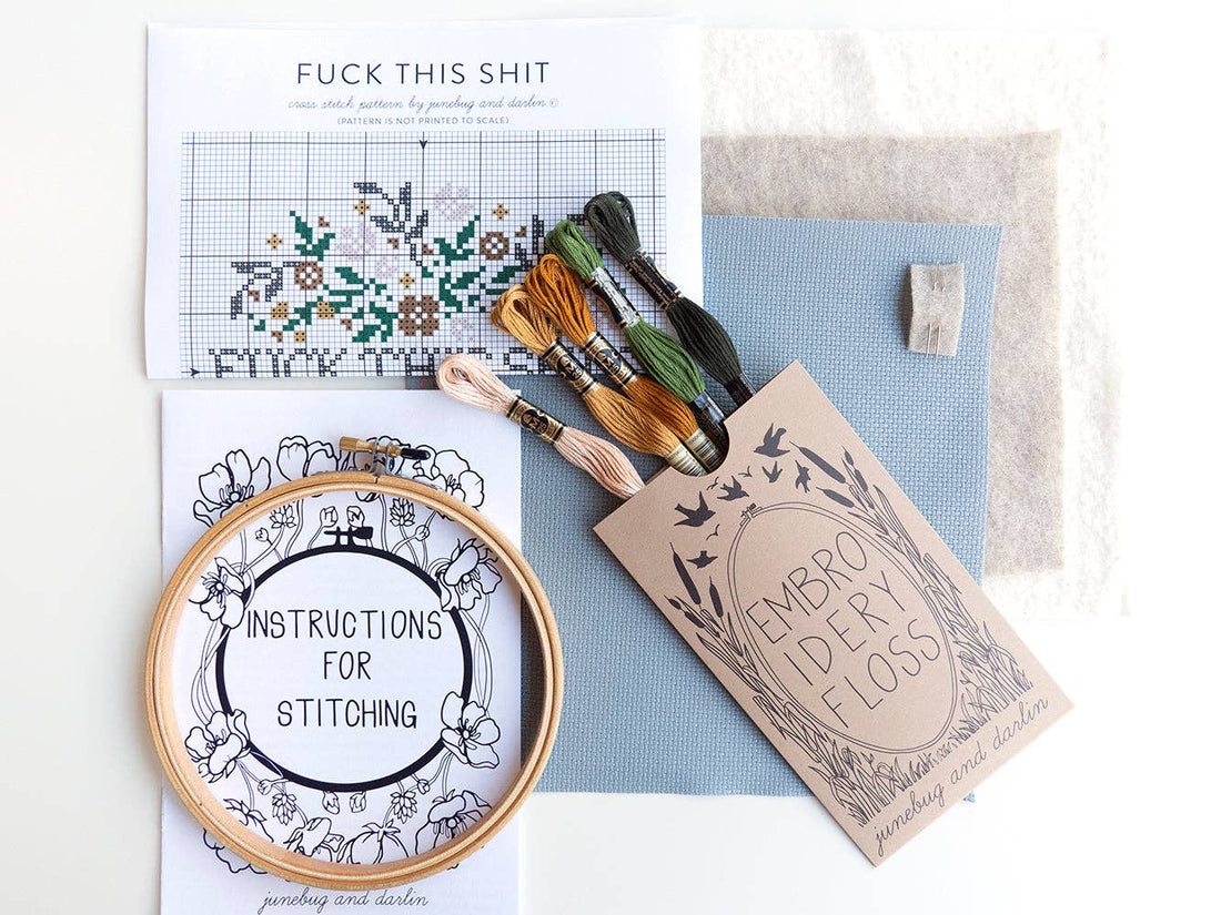 F*ck This Sh*t Cross Stitch Kit - Junebug & Darlin