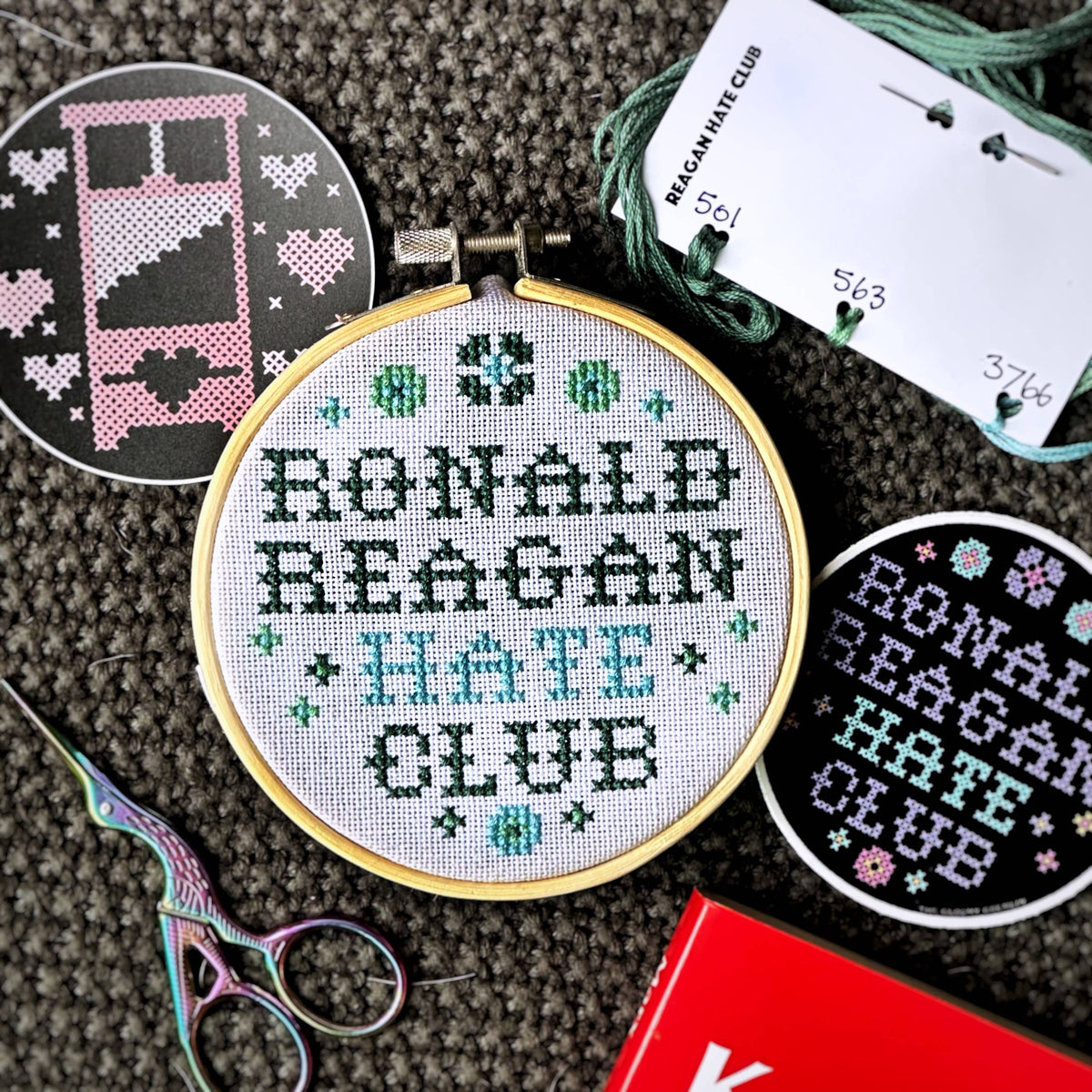 Reagan Hate Club Cross Stitch Kit - The Gloomy Gremlin