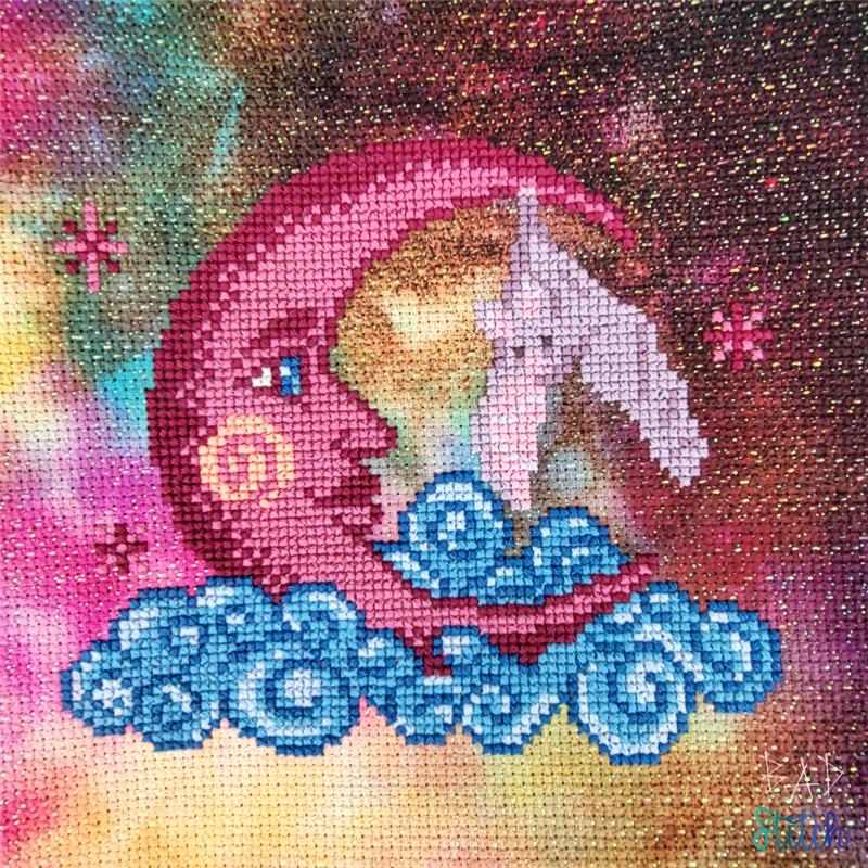 Crescent Moon and Bat - BAD Stitch - Cross Stitch Pattern