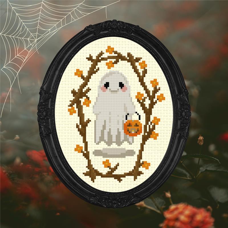 Trick or Treat Ghost - StitchSprout Cross Stitch - Cross Stitch Pattern