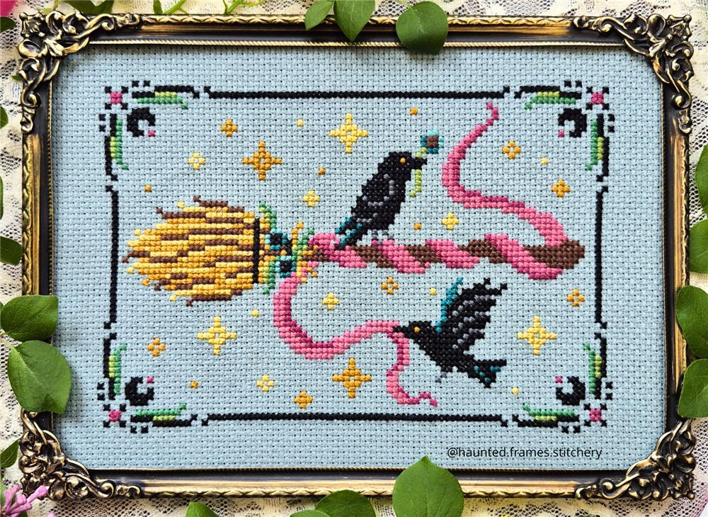 The Witch's Broom - Haunted Frames - Cross Stitch Pattern