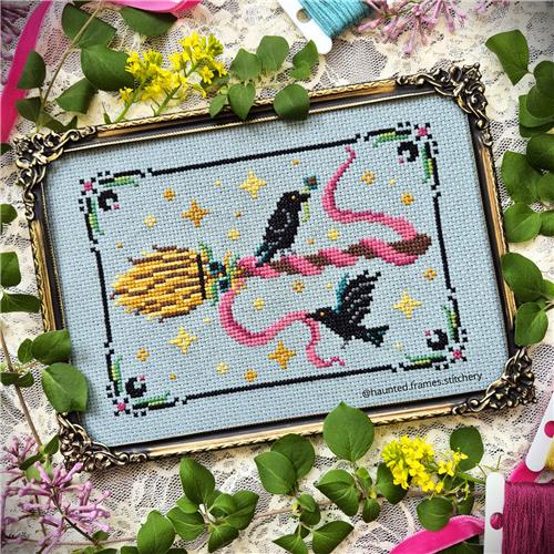 The Witch's Broom - Haunted Frames - Cross Stitch Pattern