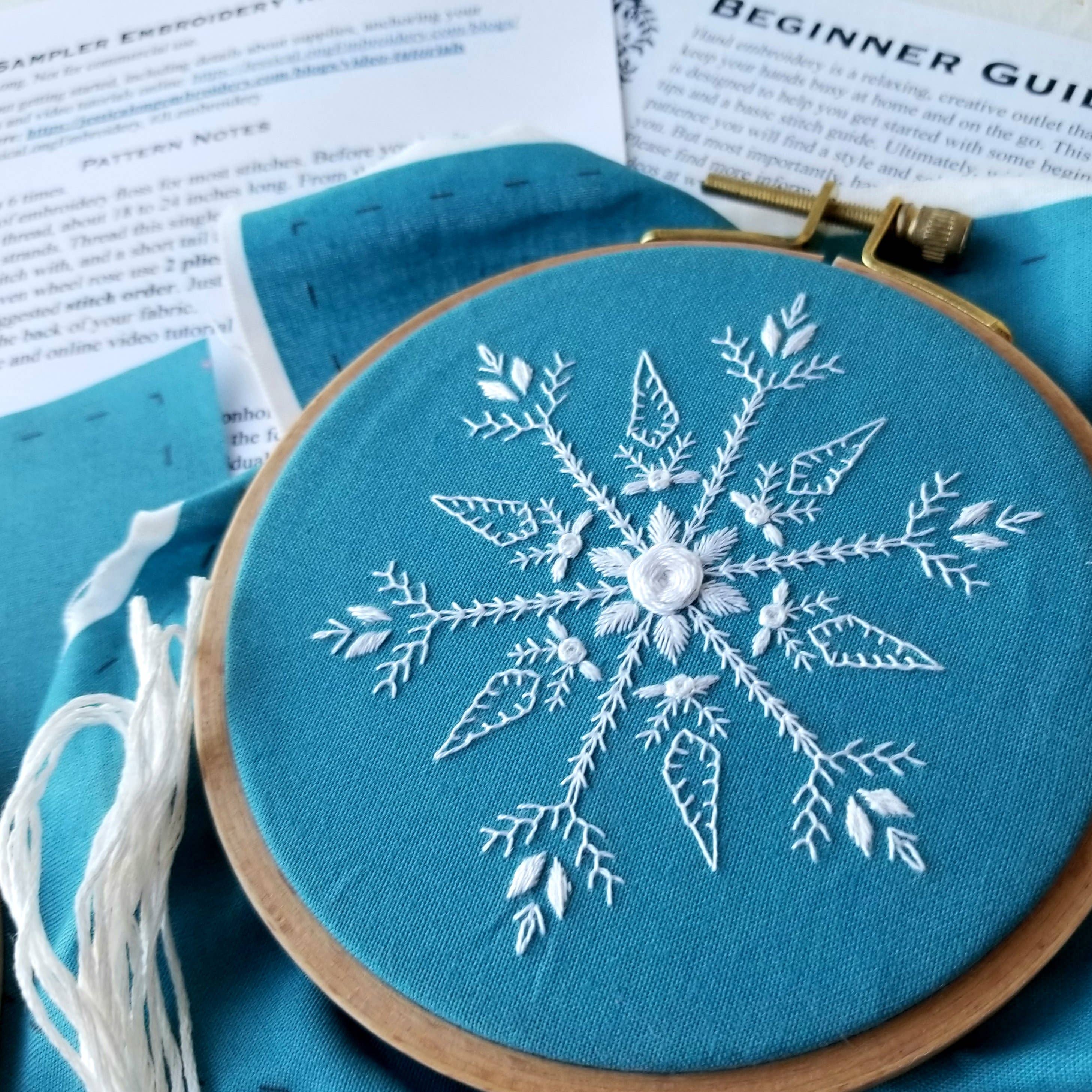 Mini Snowflake Sampler Ornament Embroidery Kit - Jessica Long Embroidery