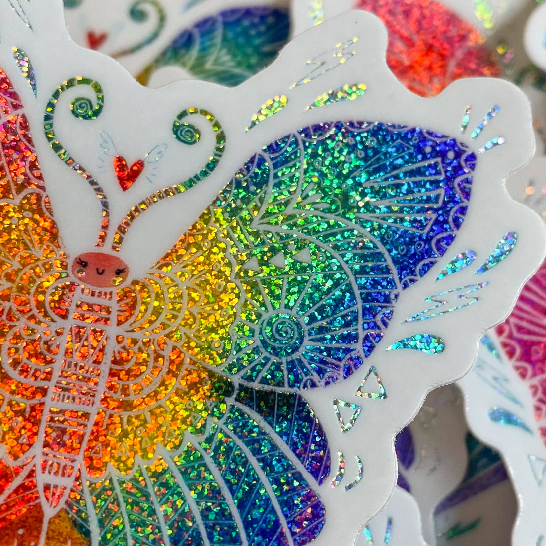 GLITTER Rainbow Butterfly by Emiko Rainbow Sticker