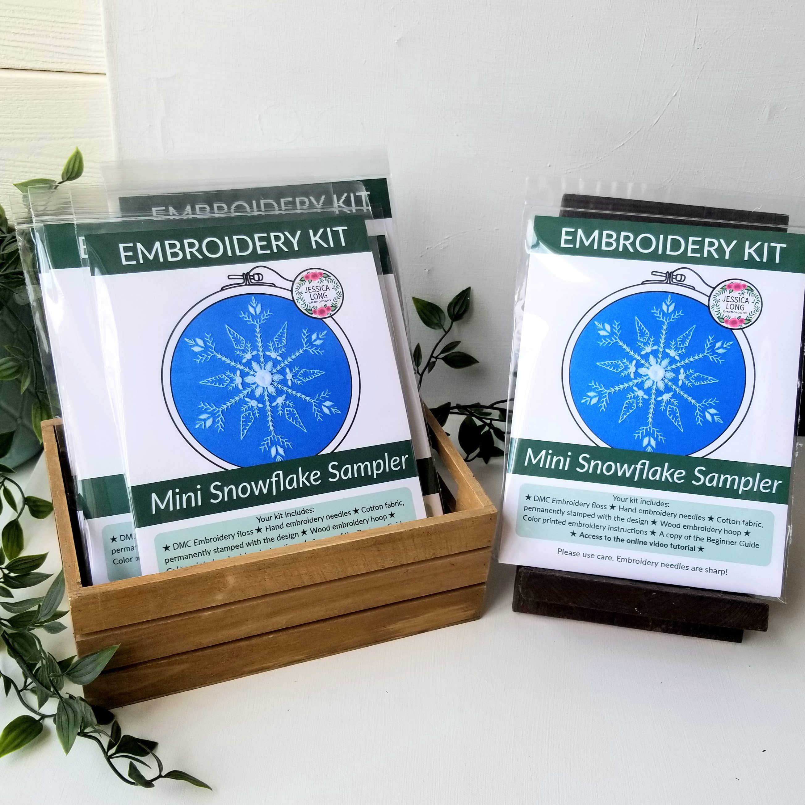 Mini Snowflake Sampler Ornament Embroidery Kit - Jessica Long Embroidery