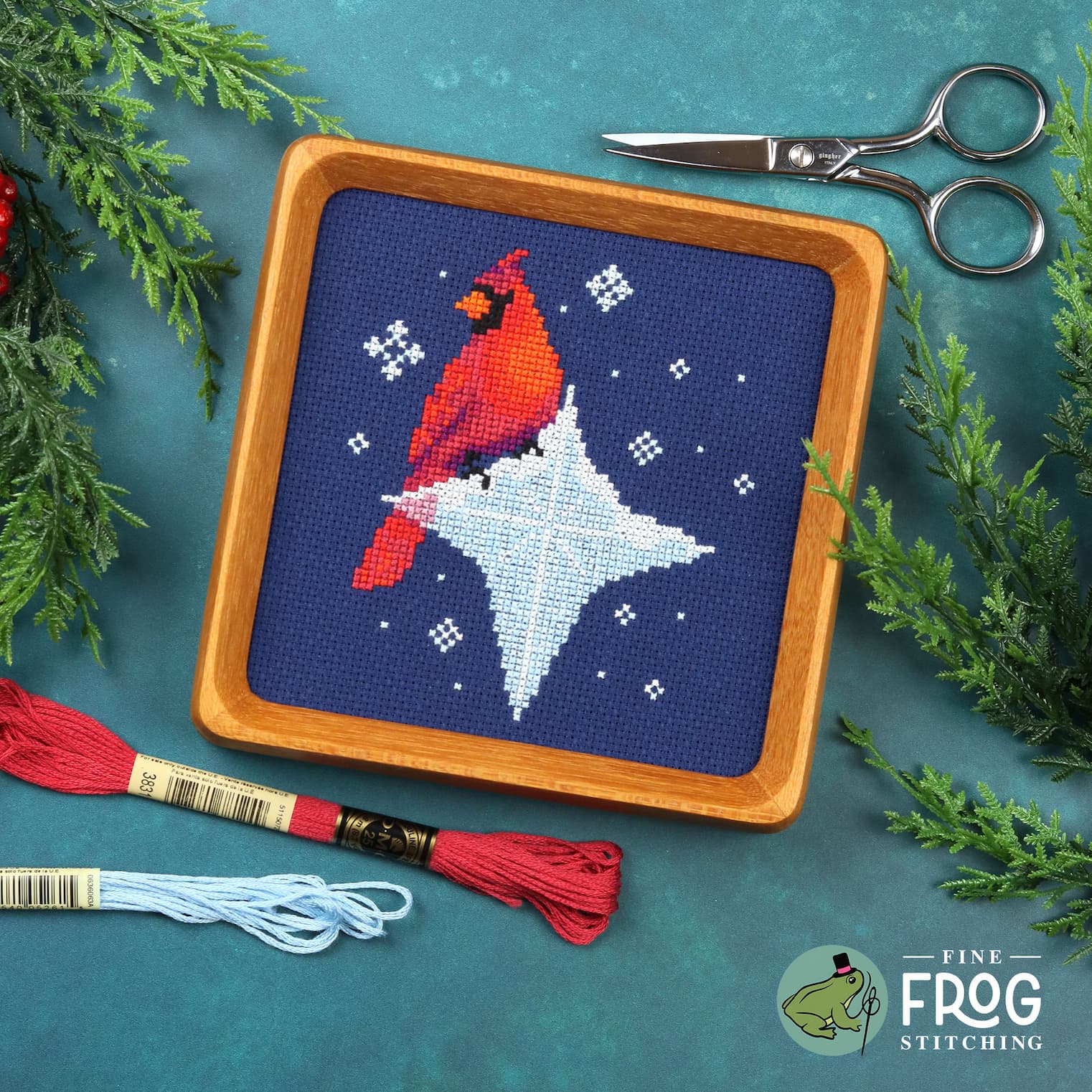 Ice Star Cardinal - Fine Frog Stitching - Cross Stitch Pattern [Needlework Marketplace 2025]