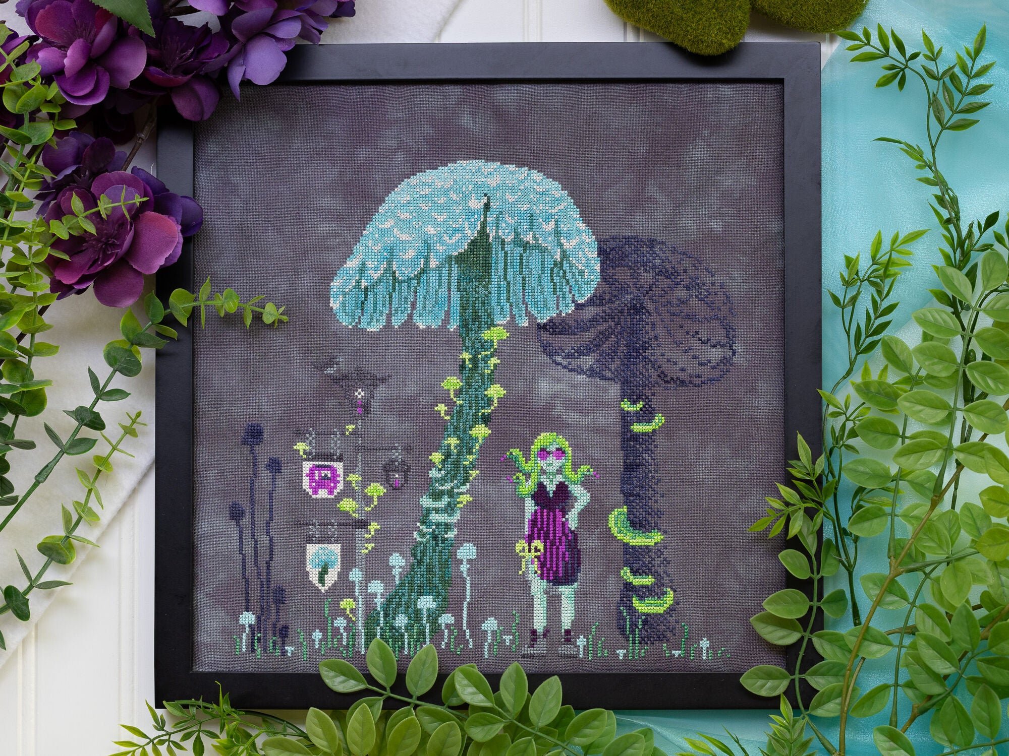 Mycelium Metro - Sprouting Lupine - Cross Stitch Pattern [Needlework Marketplace 2025]