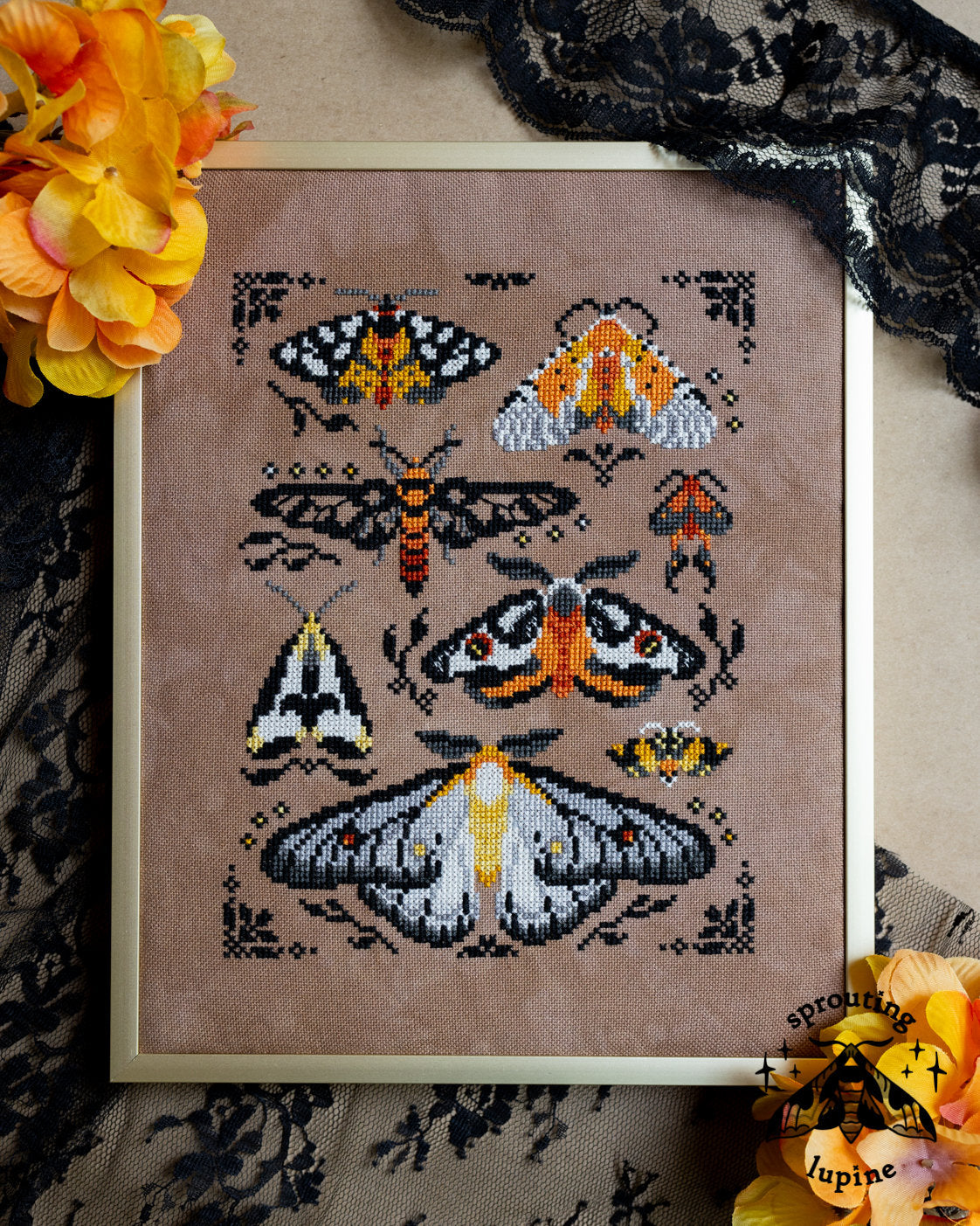Ochre Wings - Sprouting Lupine - Cross Stitch Pattern [Needlework Marketplace 2026]