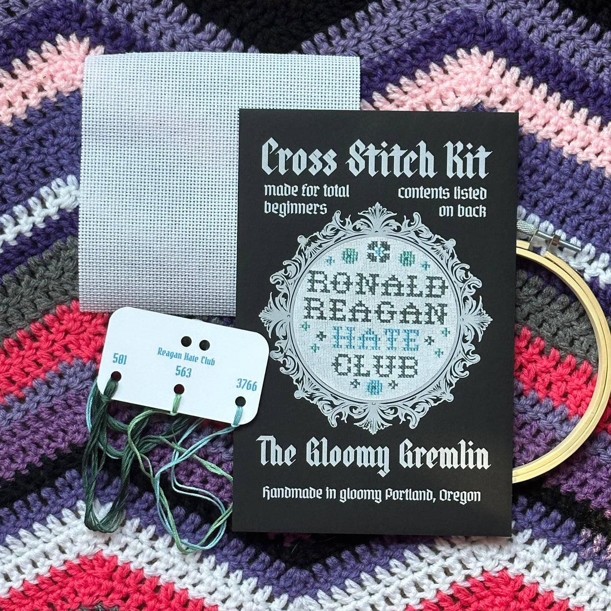 Reagan Hate Club Cross Stitch Kit - The Gloomy Gremlin