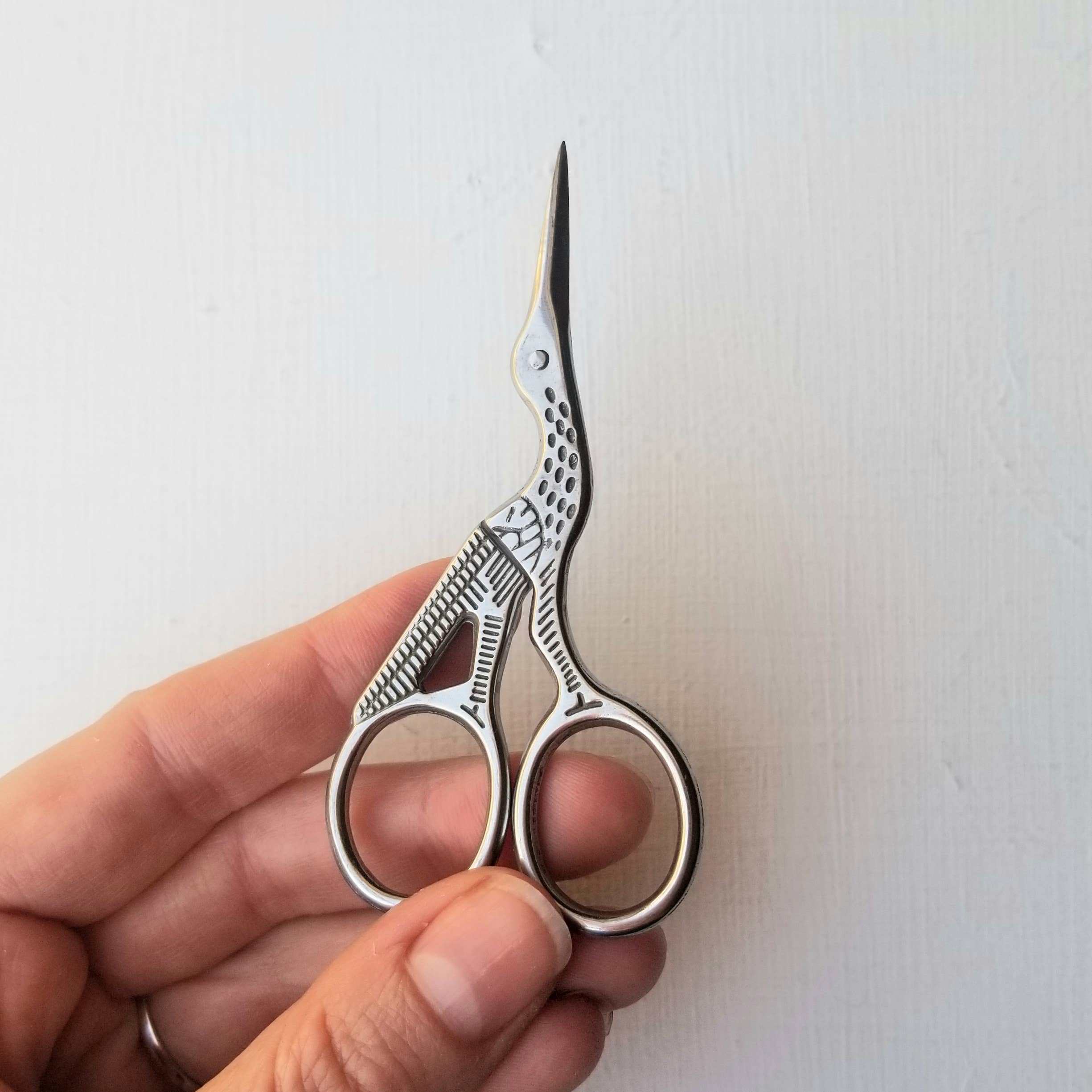 Stork Embroidery Scissors - Jessica Long Embroidery - The Stitch Box Vault