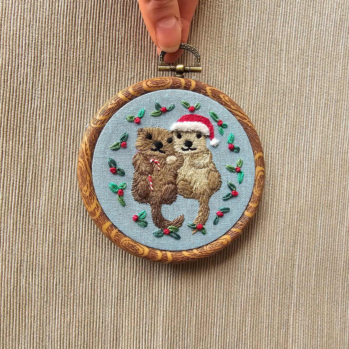 Holiday Otterly Adorable Ornament Embroidery Kit - Jessica Long Embroidery