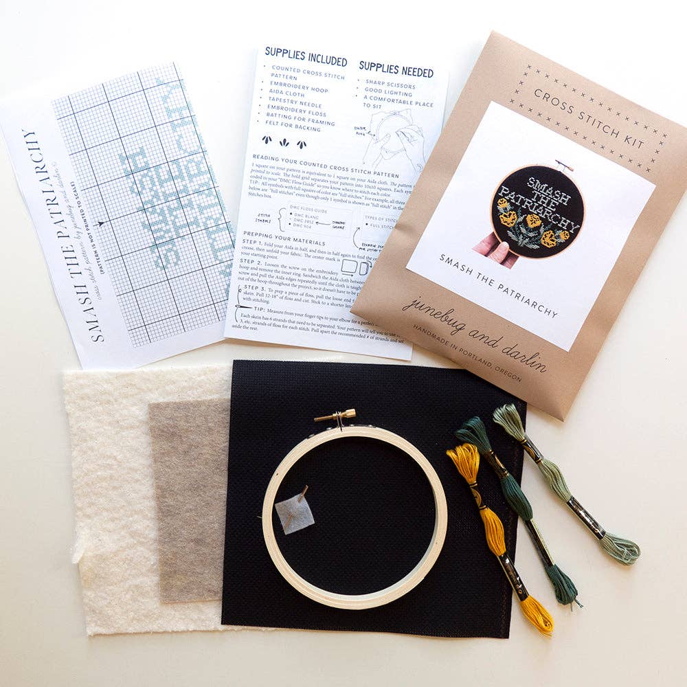 Smash the Patriarchy Cross Stitch Kit - Junebug & Darlin