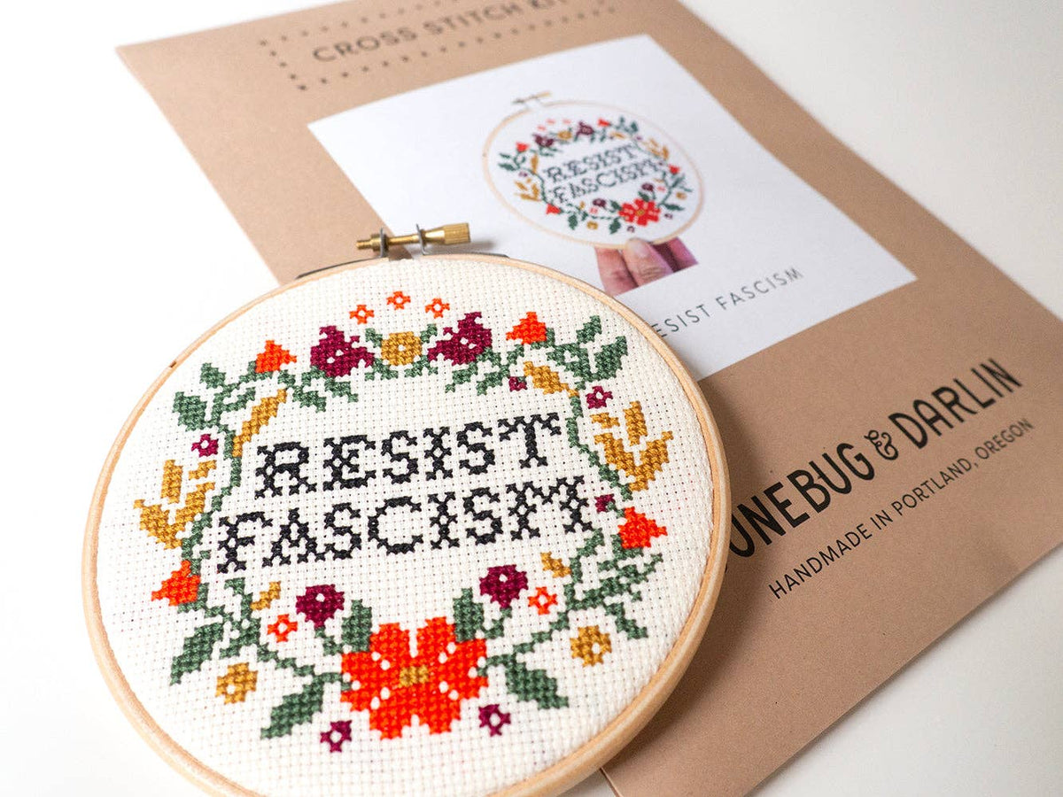 Resist Fascism Cross Stitch Kit - Junebug & Darlin