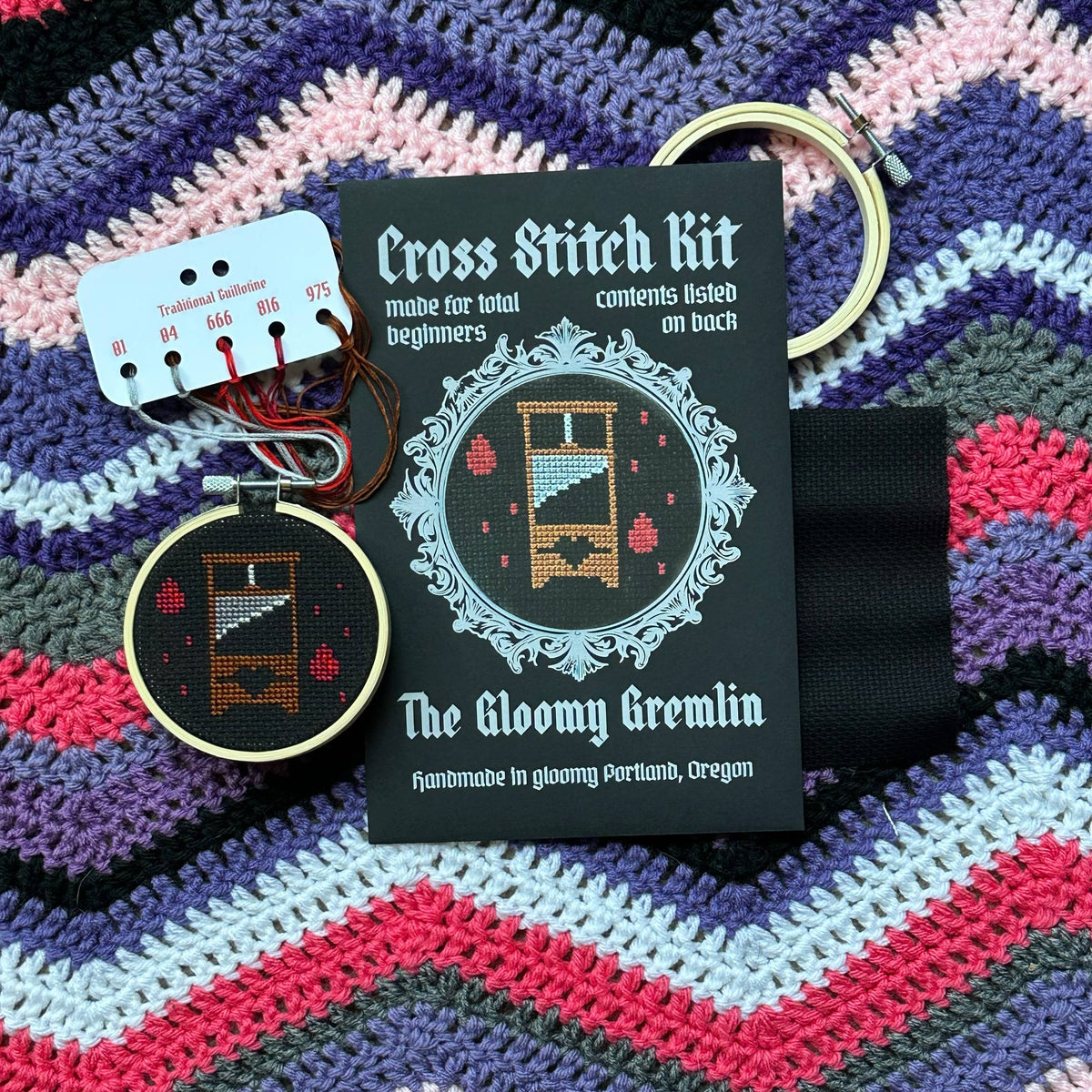 Guillotine Cross Stitch Kit - The Gloomy Gremlin