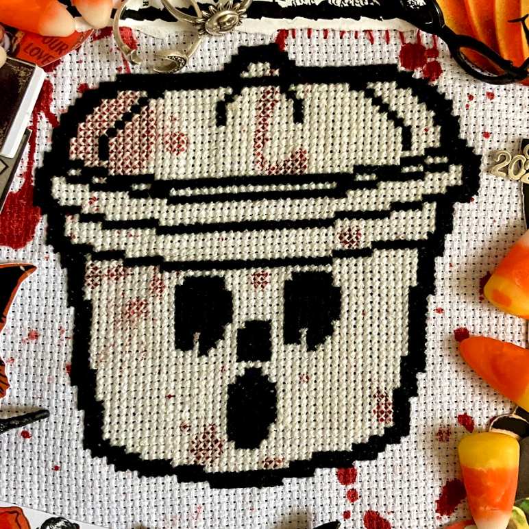 Ghost Halloween Bucket - Spooky Stitchin - Cross Stitch Pattern [Needlework Marketplace 2025]