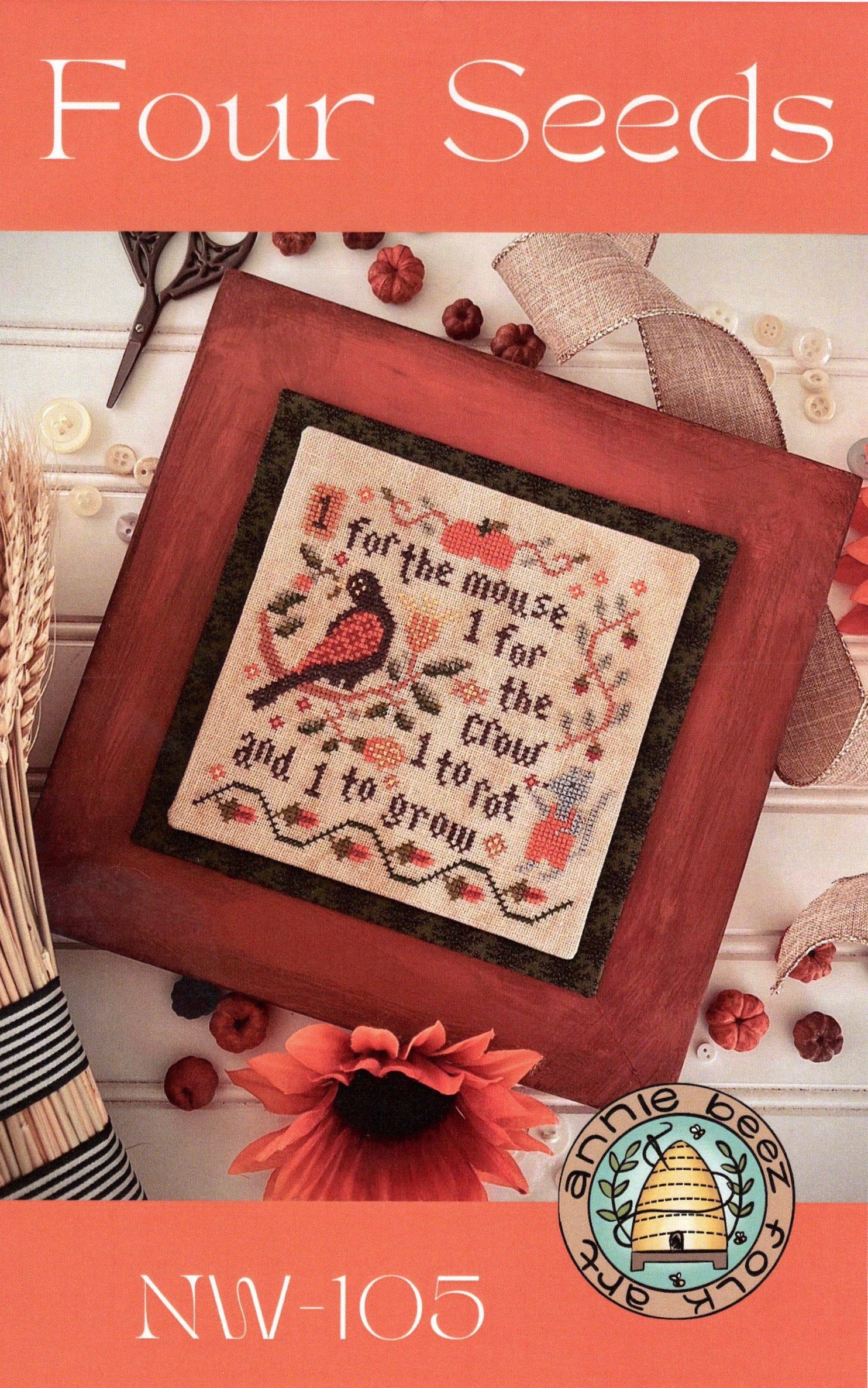 Four Seeds - Annie Beez Folk Art - Cross Stitch Pattern