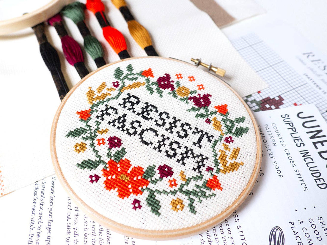 Resist Fascism Cross Stitch Kit - Junebug & Darlin