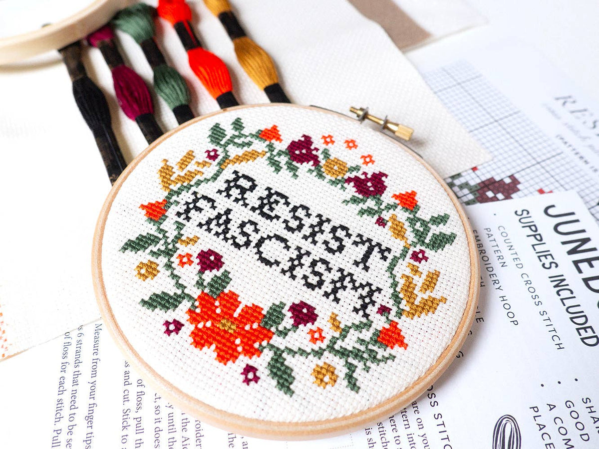 Resist Fascism Cross Stitch Kit - Junebug & Darlin