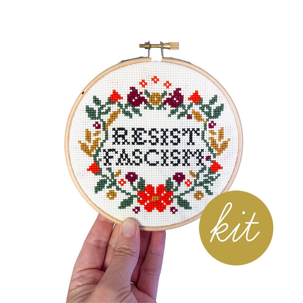 Resist Fascism Cross Stitch Kit - Junebug & Darlin