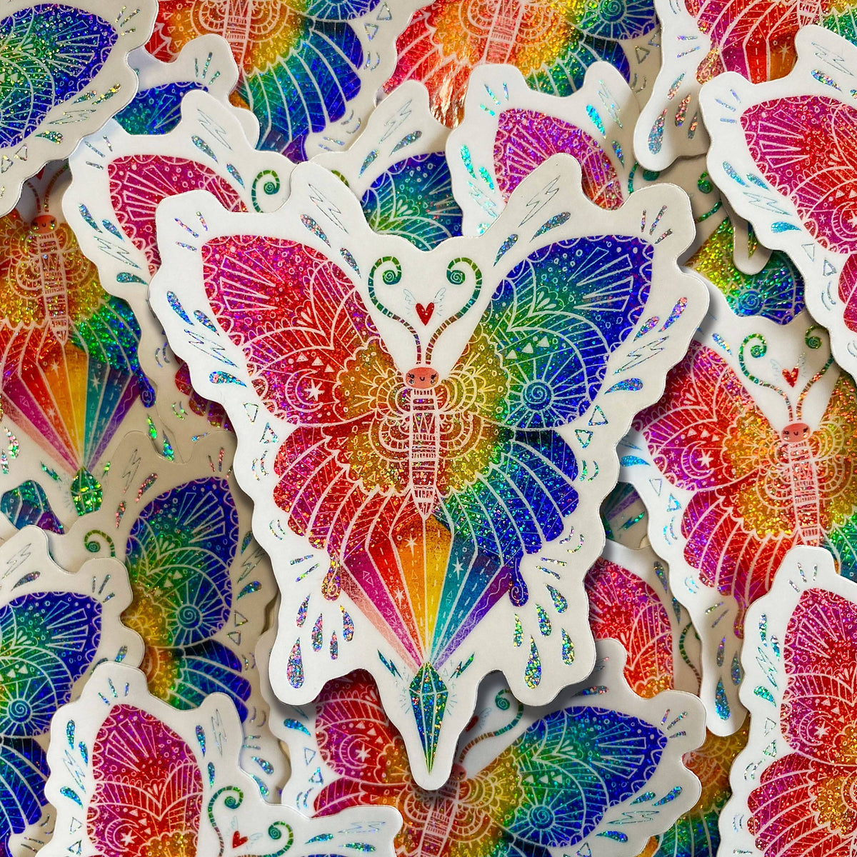 GLITTER Rainbow Butterfly by Emiko Rainbow Sticker
