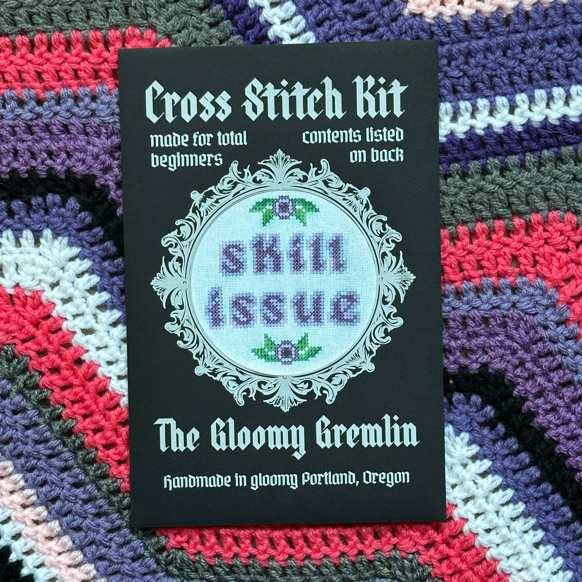 Skill Issue Cross Stitch Kit - The Gloomy Gremlin