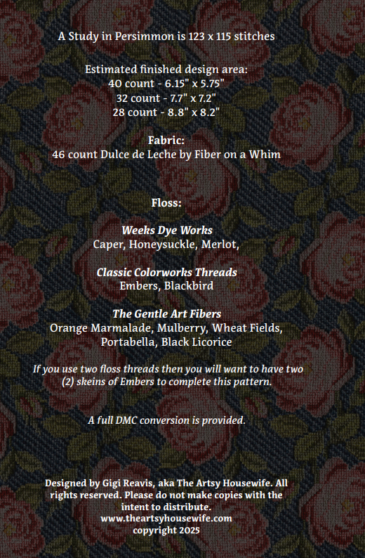 A Study in Persimmon - The Artsy Housewife - Cross Stitch Pattern [Needlework Marketplace 2026]
