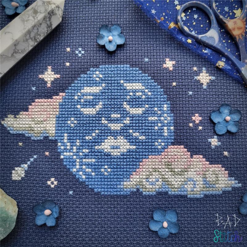Resting Moon Face - BAD Stitch - Cross Stitch Pattern