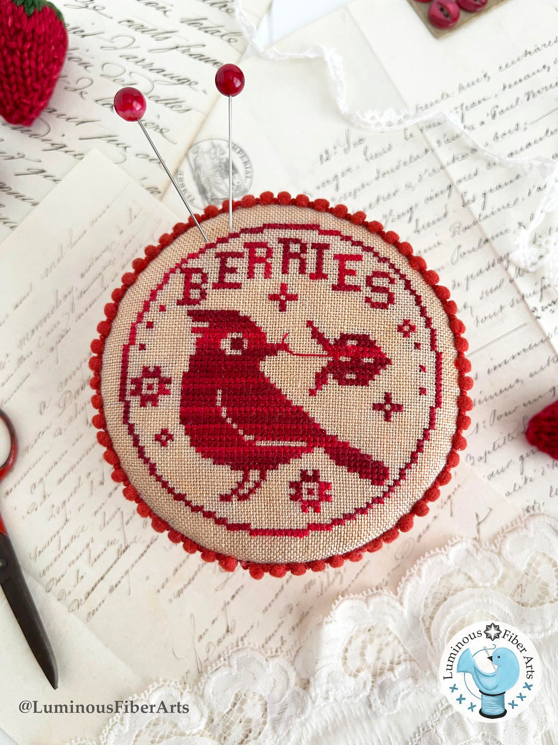Bird in the Berry Patch - Luminous Fiber Arts - Cross Stitch Pattern [Nashville 2026]