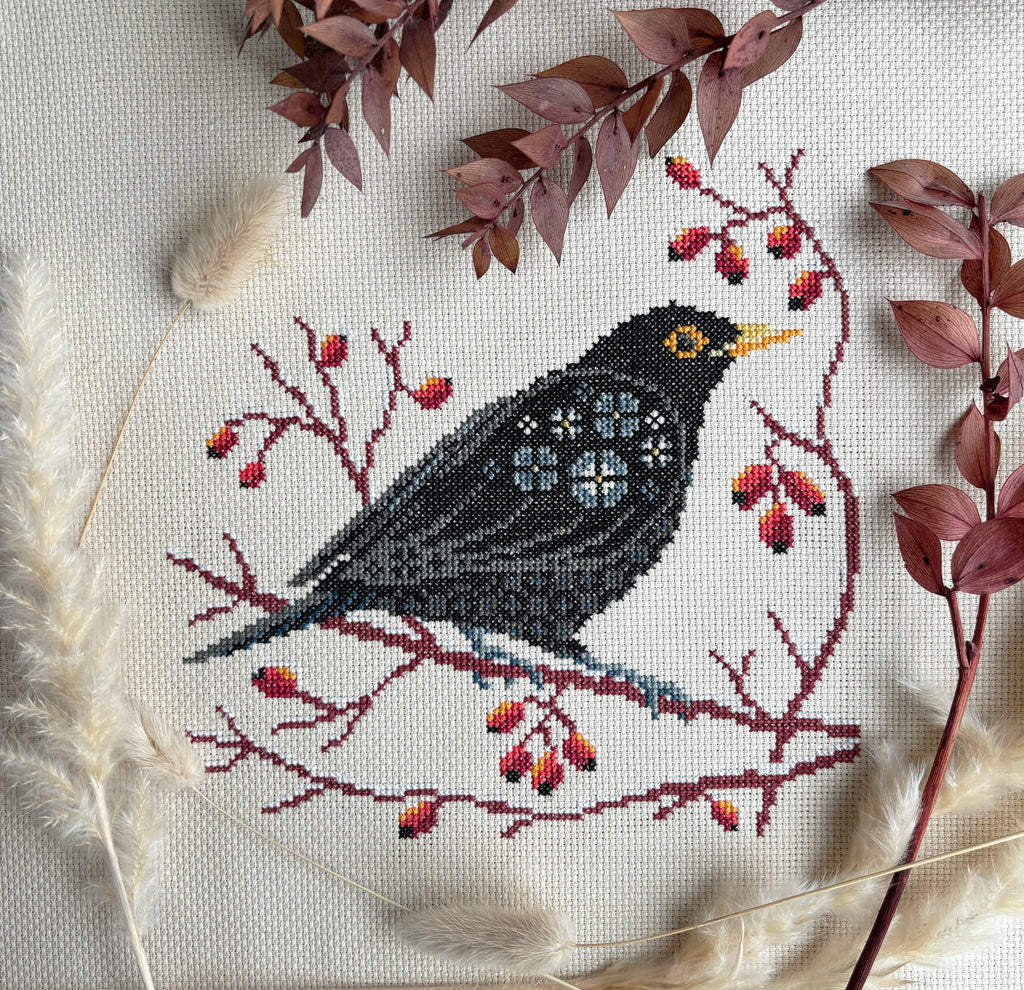 Blackbird at Dawn - Love Poppet - Cross Stitch Pattern