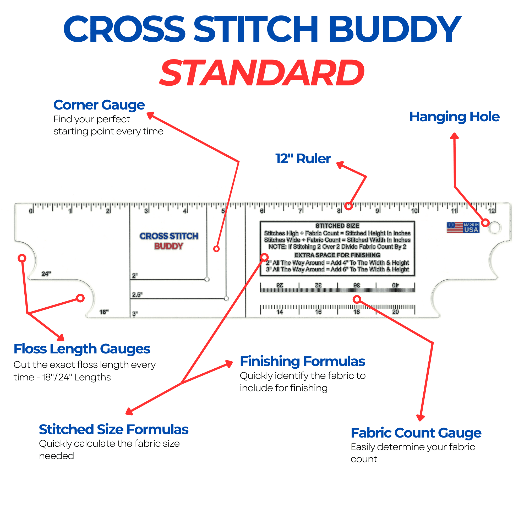Cross Stitch Buddy - Standard - Cross Stitch Ruler