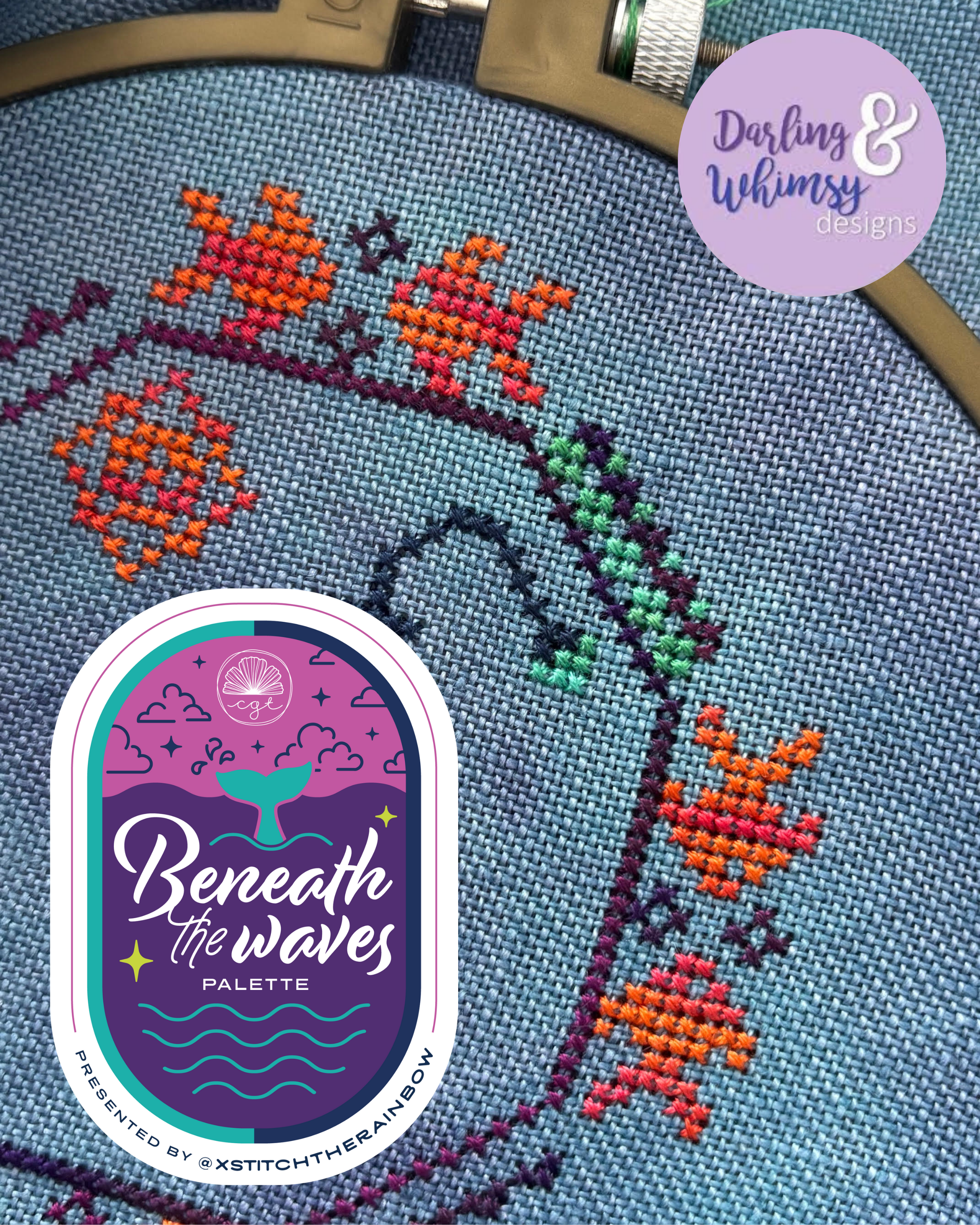 Quirky Quaker Anglerfish (Beneath the Waves) - Darling & Whimsy Designs - Cross Stitch Pattern [Nashville 2026]