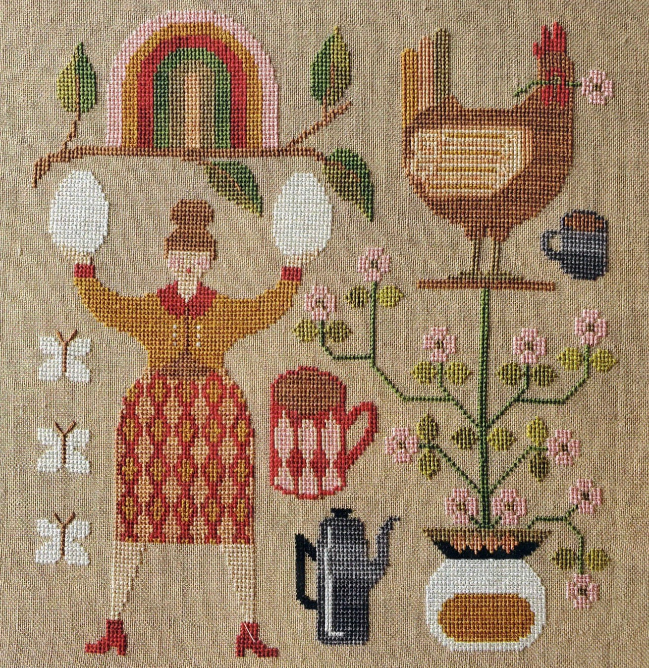 Coffee and Eggs - The Artsy Housewife - Cross Stitch Pattern