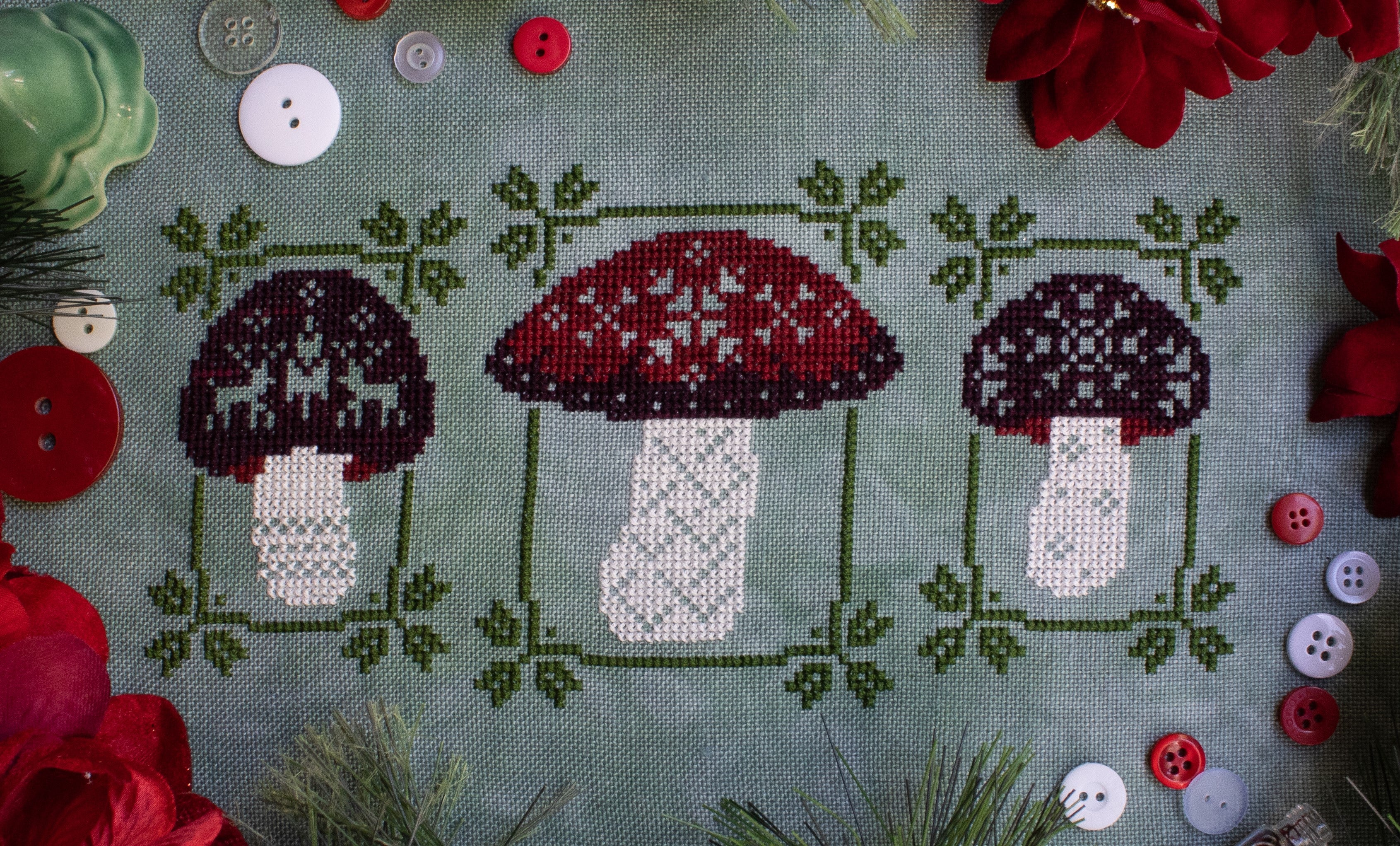 Festive Fungi - Sprouting Lupine - Cross Stitch Pattern [Needlework Marketplace 2024]