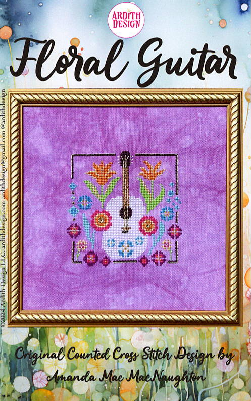 Floral Guitar (Wonderfil Floss Included) - Ardith Design - Cross Stitch Pattern