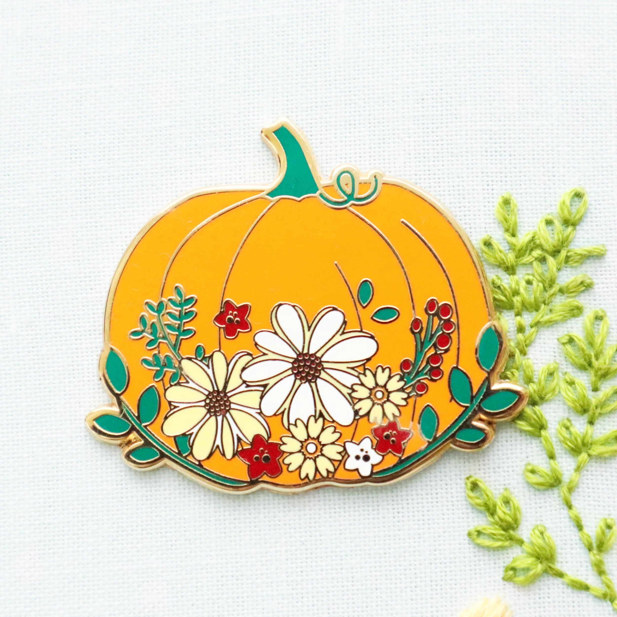 Floral Pumpkin Needle Minder - Flamingo Toes