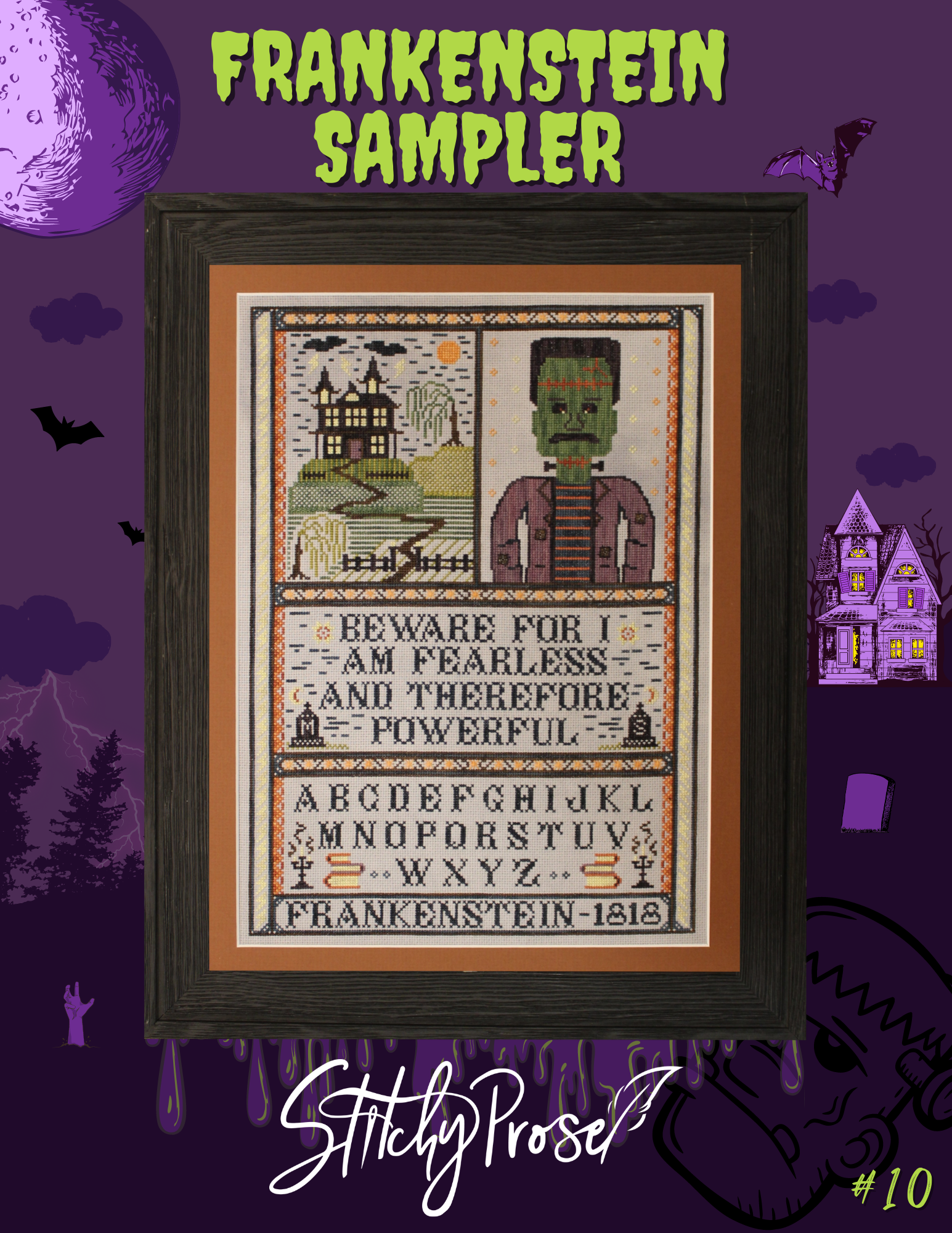 Frankenstein Sampler - Stitchy Prose - Cross Stitch Pattern [Needlework Marketplace 2023 Exclusive]