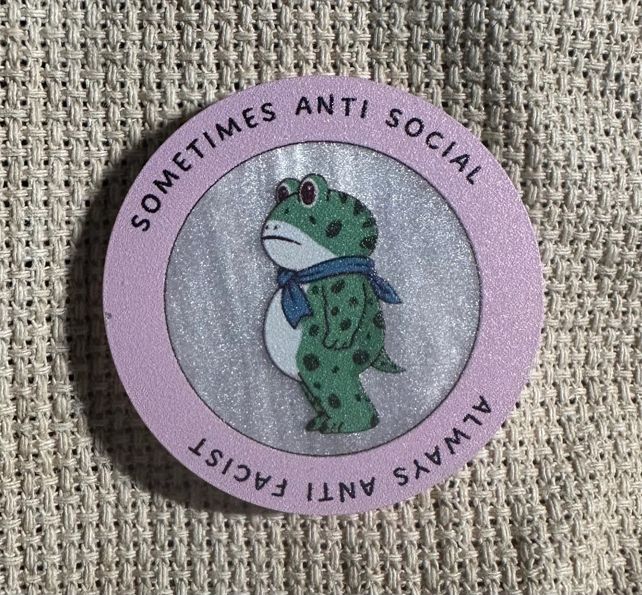 Sometimes Anti Social Always Anti Fascist Needle Minder - Rebel Stitcher Designs